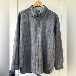 Pendleton plaid 100% virgin wool button down shirt XL